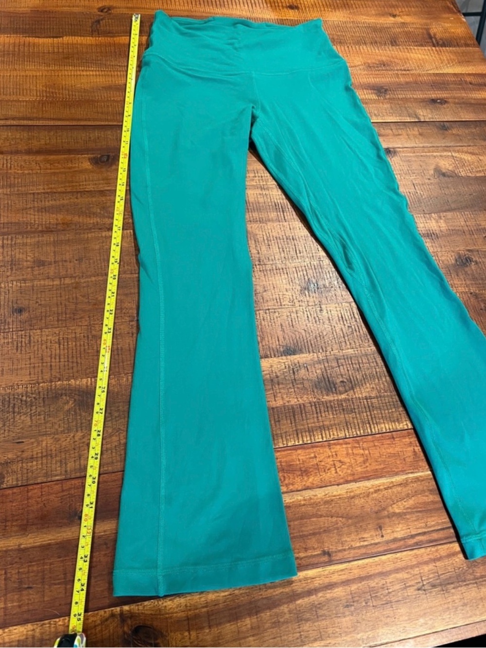 EUC lululemon athletica Teal High-Waist Flare Leg Pants SHORT - Picture 4 of 5